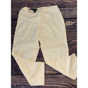 Lauren Ralph Lauren  Cropped Pants Silk Linen Blend  Sz 10 Pale Yellow